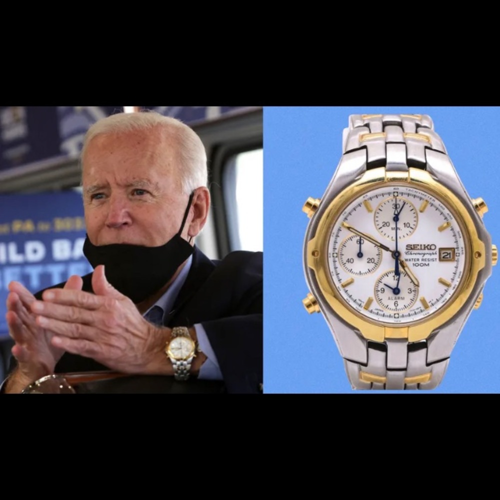 Vintage Seiko 7T32 6M90 Men's Watch Chronograph Gold Silver Tone Joe Biden's